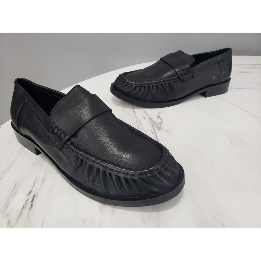 NEW NO BOX SIZE 9 TOPSHOP CAREY Black Leather Ruched Loafers Slip On Mary Jane